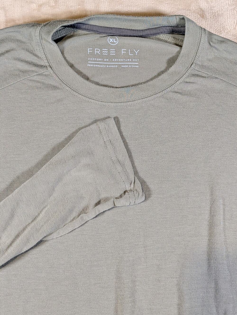 Free Fly Mens XL Bamboo Lightweight Long Sleeve Shirt Olive Green Performance